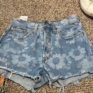 Floral Blue Denim Levi 501
